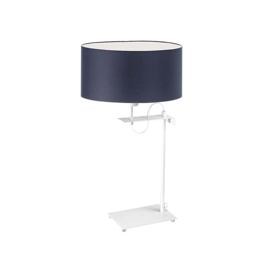 Biała lampa stołowa LED z granatowym abażurem ALASKA w nowoczesnym stylu ze sklepu Lysne w kategorii Lampy stołowe - zdjęcie 181833507