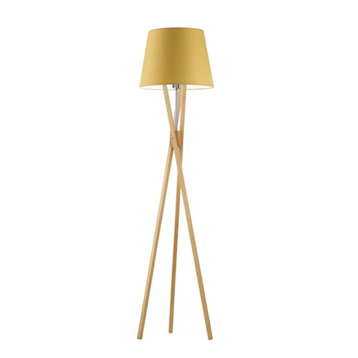 Dębowa lampa stojąca typu tripod ANDORA z musztardowym kloszem ze sklepu Lysne w kategorii Lampy podłogowe - zdjęcie 181834905