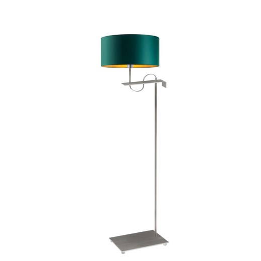 Srebrna lampa podłogowa do sypialni KAMERUN GOLD z abażurem w kolorze butelkowej zieleni ze sklepu Lysne w kategorii Lampy podłogowe - zdjęcie 181835427