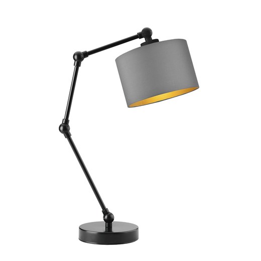 Czarna lampka biurkowa regulowana ASMARA GOLD z szarym abażurem ze złotym wnętrzem ze sklepu Lysne w kategorii Lampy stołowe - zdjęcie 181837495