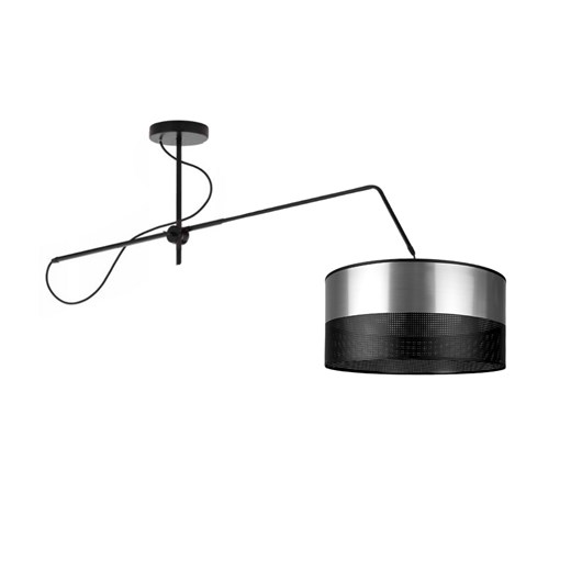 Czarna lampa sufitowa na wysięgniku nad stół RIO GLAM ze srebrnym abażurem w stylu glamour ze sklepu Lysne w kategorii Lampy sufitowe - zdjęcie 181838418