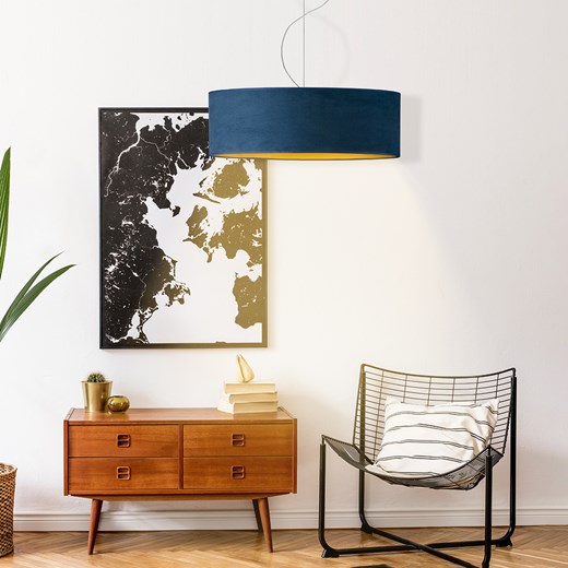 Designerski zwis HAJFA VELUR fi - 60 cm kolor granatowy ze złotym wnętrzem ze sklepu Lysne w kategorii Lampy wiszące - zdjęcie 181838665