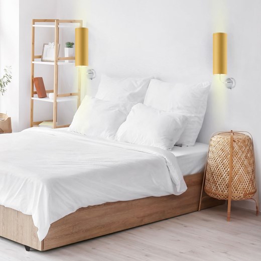 Designerski kinkiet do sypialni NEWADA z musztardowym abażurem ze sklepu Lysne w kategorii Lampy ścienne - zdjęcie 181838728