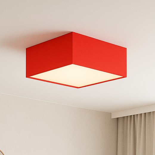 Czerwona lampa sufitowa z kwadratowym kloszem 40x40 cm ALABAMA ze sklepu Lysne w kategorii Lampy sufitowe - zdjęcie 181838829