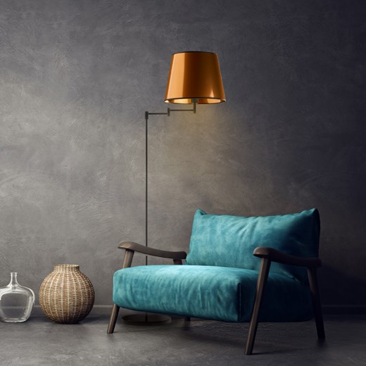 Czarno-miedziana lampa stojąca podłogowa w stylu loft ASTI MIRROR ze sklepu Lysne w kategorii Lampy podłogowe - zdjęcie 181839978