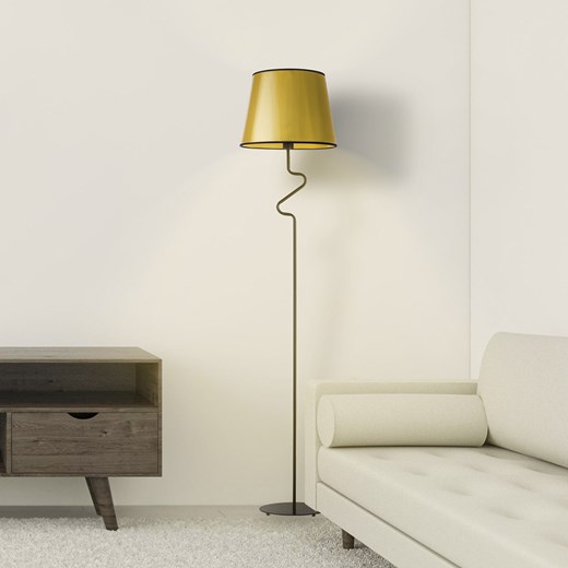 Czarno-złota lampa podłogowa do salonu FOGO MIRROR ze sklepu Lysne w kategorii Lampy podłogowe - zdjęcie 181840386