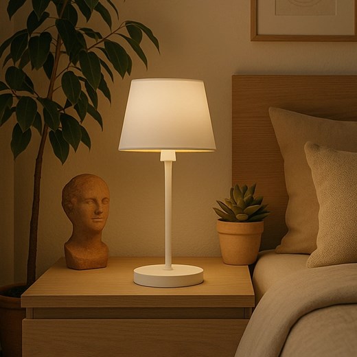 Nowoczesna lampka nocna stołowa do salonu SIENA GOLD z białym abażurem ze złotym wnętrzem ze sklepu Lysne w kategorii Lampy stołowe - zdjęcie 181841389