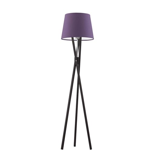 Drewniana lampa stojąca w stylu art deco ANDORA z fioletowym abażurem ze sklepu Lysne w kategorii Lampy podłogowe - zdjęcie 181844066