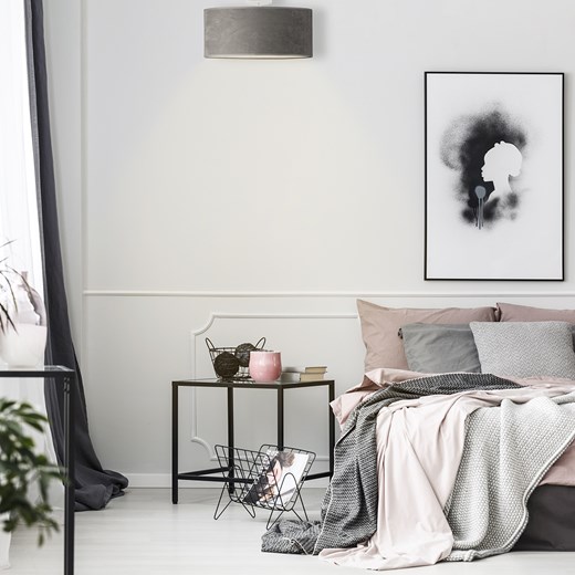 Nowoczesna lampa sufitowa WENECJA VELUR fi - 40 cm kolor szary ze sklepu Lysne w kategorii Lampy sufitowe - zdjęcie 181845996