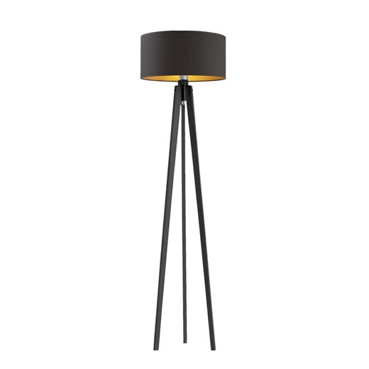 Drewniana lampa podłogowa na trzech nogach MIAMI GOLD w klasycznej czerni ze sklepu Lysne w kategorii Lampy podłogowe - zdjęcie 181846828