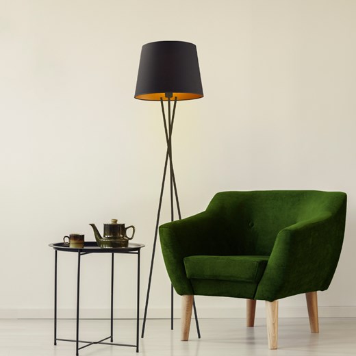 Czarna lampa stojąca tripod TOKIO GOLD ze sklepu Lysne w kategorii Lampy podłogowe - zdjęcie 181847298