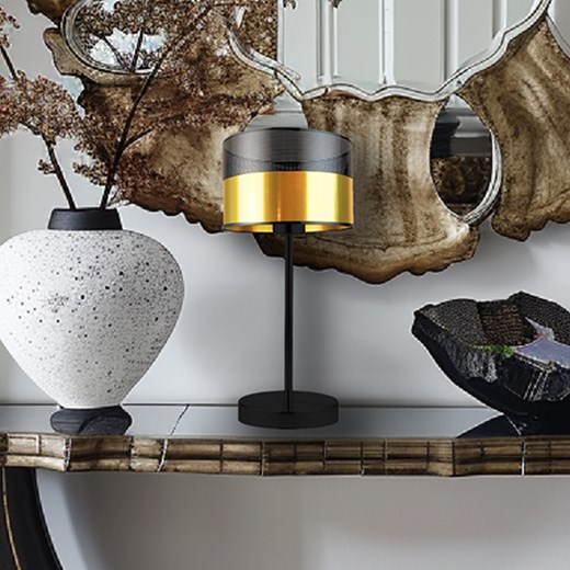 Czarno-złota lampka nocna w stylu glamour NICEA GLAM ze sklepu Lysne w kategorii Lampy stołowe - zdjęcie 181848889