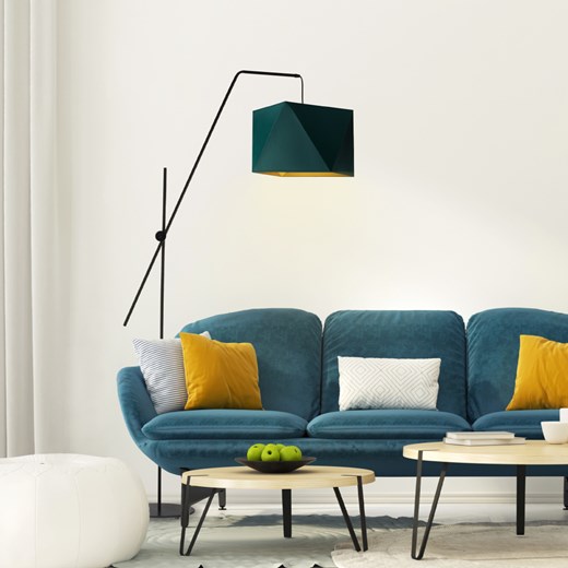 Czarna lampa podłogowa do czytania w salonie TOLEDO GOLD w stylu japandi ze sklepu Lysne w kategorii Lampy podłogowe - zdjęcie 181849108