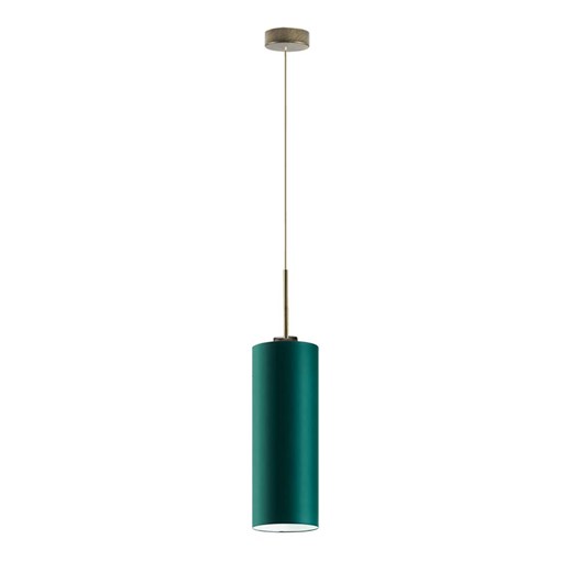 Pojedyncza lampa wisząca z tkaninowym abażurem ELBA w kolorze zieleni butelkowej ze sklepu Lysne w kategorii Lampy wiszące - zdjęcie 181849268