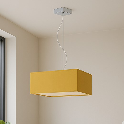 Musztardowa lampa wisząca LED do salonu z geometrycznym abażurem SANGRIA - kolor musztardowy ze sklepu Lysne w kategorii Lampy wiszące - zdjęcie 181852538
