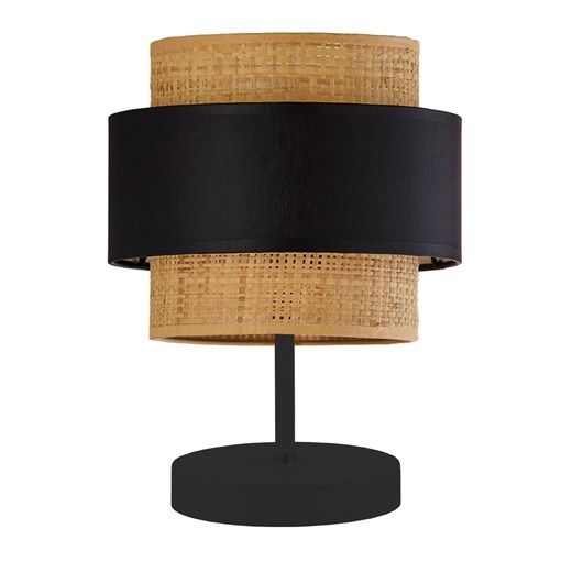 Czarna lampa stołowa z rattanowym kloszem w stylu boho AWINION BOHO II ze sklepu Lysne w kategorii Lampy stołowe - zdjęcie 181852748