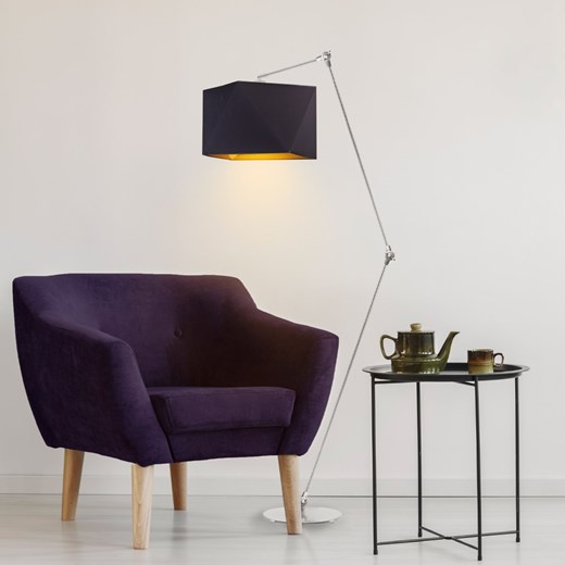 Czarna lampa podłogowa LED do czytania OSAKA GOLD ze sklepu Lysne w kategorii Lampy podłogowe - zdjęcie 181853008