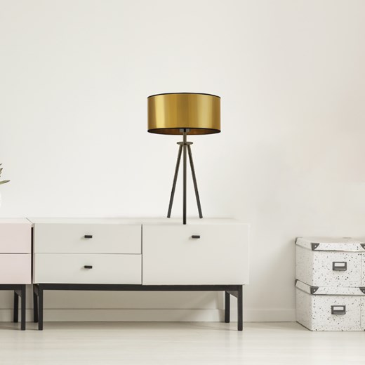 Czarno-złota lampa stołowa na 3 nogach w stylu glamour ALTA MIRROR ze sklepu Lysne w kategorii Lampy stołowe - zdjęcie 181854185