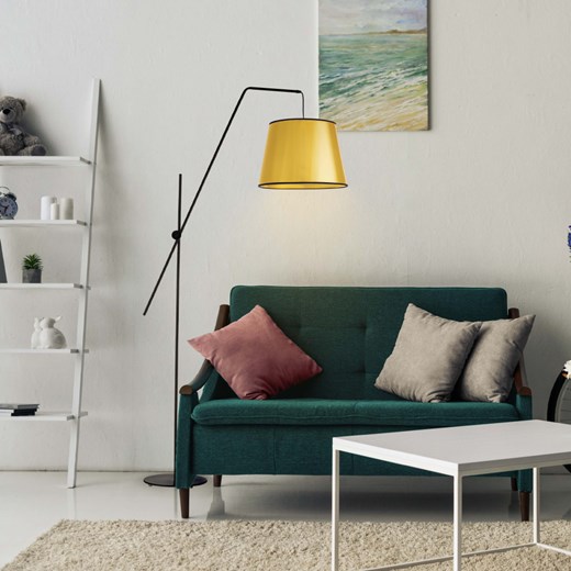 Czarno-złota lampa podłogowa do salonu VIGO MIRROR ze sklepu Lysne w kategorii Lampy podłogowe - zdjęcie 181854365