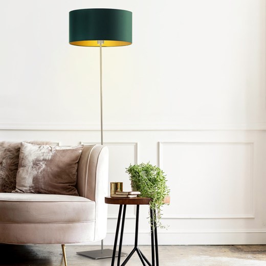 Lampa podłogowa do salonu SOFIA GOLD z abażurem zieleń butelkowa ze sklepu Lysne w kategorii Lampy podłogowe - zdjęcie 181856006