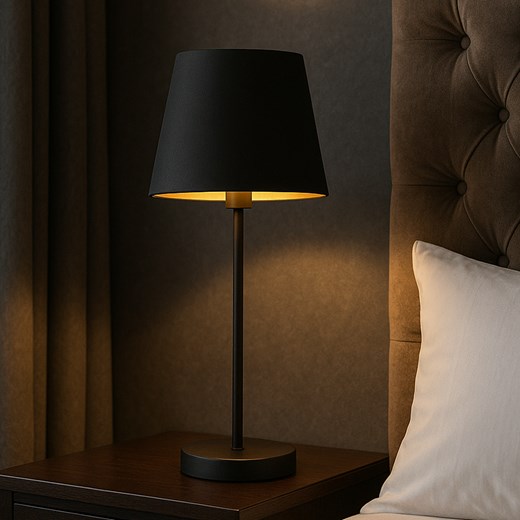 Czarna lampka nocna do sypialni SIENA GOLD ze sklepu Lysne w kategorii Lampy stołowe - zdjęcie 181856125