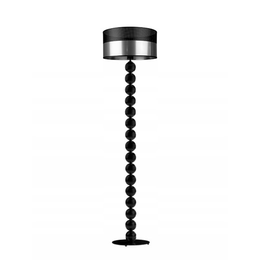 Nowoczesna lampa podłogowa na czarnym stelażu GIZA GLAM ze srebrnym kloszem w stylu glamour ze sklepu Lysne w kategorii Lampy podłogowe - zdjęcie 181856427