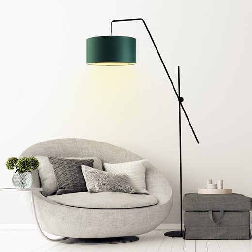 Lampa podłogowa regulowana z wysięgnikiem BILBAO z abażurem w kolorze zieleni butelkowej ze sklepu Lysne w kategorii Lampy podłogowe - zdjęcie 181856467