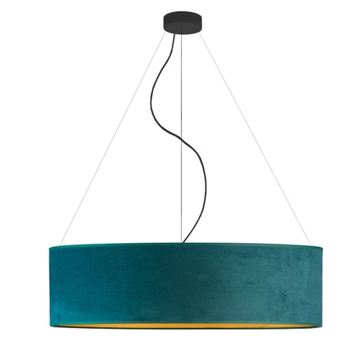 Duża lampa wisząca nad stół PORTO VELUR fi - 80 cm - kolor zieleń butelkowa ze złotym wnętrzem ze sklepu Lysne w kategorii Lampy wiszące - zdjęcie 181856927