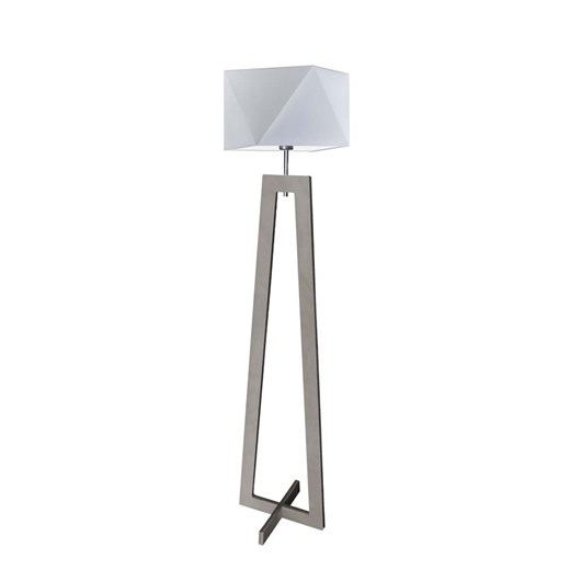 Skandynawska lampa stojąca drewniana BAKU z jasnoszarym abażurem ze sklepu Lysne w kategorii Lampy podłogowe - zdjęcie 181858888