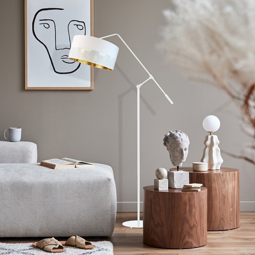 Biała lampa podłogowa na wysięgniku ruchomym LIBERIA GLAM do czytania ze sklepu Lysne w kategorii Lampy podłogowe - zdjęcie 181859659