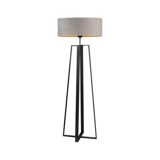 Duża lampa stojąca z szarym welurowym abażurem ze złotym wnętrzem MOSS VELUR ze sklepu Lysne w kategorii Lampy podłogowe - zdjęcie 181859818