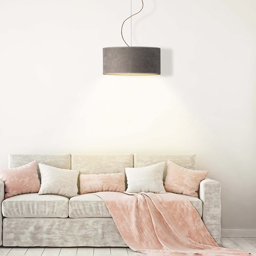 Lampa wisząca z regulacją wysokości HAJFA VELUR fi - 40 cm - kolor szary ze sklepu Lysne w kategorii Lampy wiszące - zdjęcie 181859966