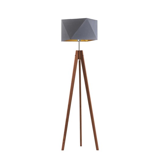 Mahoniowa lampa podłogowa do salonu w stylu rustykalnym  LAGOS GOLD ze sklepu Lysne w kategorii Lampy podłogowe - zdjęcie 181867745