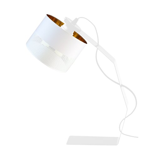 Biało-złota lampka biurkowa metalowa HAGA GLAM w stylu glamour ze sklepu Lysne w kategorii Lampy stołowe - zdjęcie 181868018