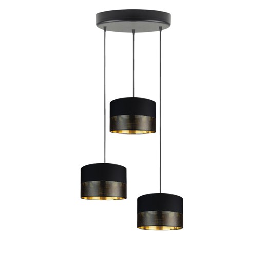 Designerska lampa wisząca do salonu z czarnymi abażurami ze złotym wnętrzemPUEBLO GLAM ze sklepu Lysne w kategorii Lampy wiszące - zdjęcie 181868488