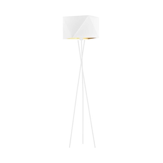 Lampa podłogowa trójnóg z białym abażurem DAKAR GOLD ze sklepu Lysne w kategorii Lampy podłogowe - zdjęcie 181870227