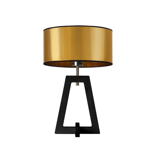 Loftowa lampa stołowa z drewnianą podstawą i złotym kloszem CLIO MIRROR ze sklepu Lysne w kategorii Lampy stołowe - zdjęcie 181870376