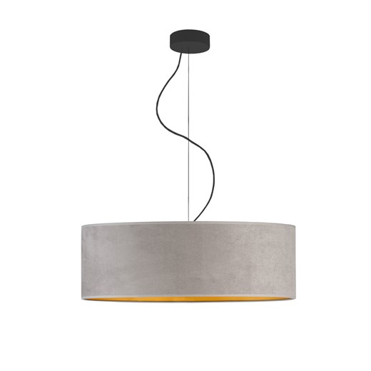 Lampa wisząca nad stół HAJFA VELUR fi - 60 cm kolor szary ze złotym wnętrzem ze sklepu Lysne w kategorii Lampy wiszące - zdjęcie 181872235