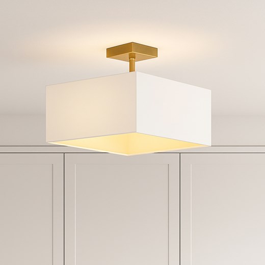 Biała lampa sufitowa do sypialni kwadratowa ALBA GOLD ze sklepu Lysne w kategorii Lampy sufitowe - zdjęcie 181872406