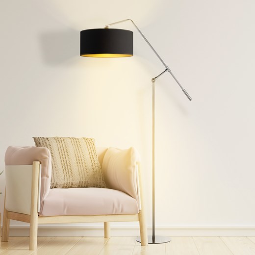 Czarna lampa podłogowa regulowana LIBERIA GOLD ze sklepu Lysne w kategorii Lampy podłogowe - zdjęcie 181872535