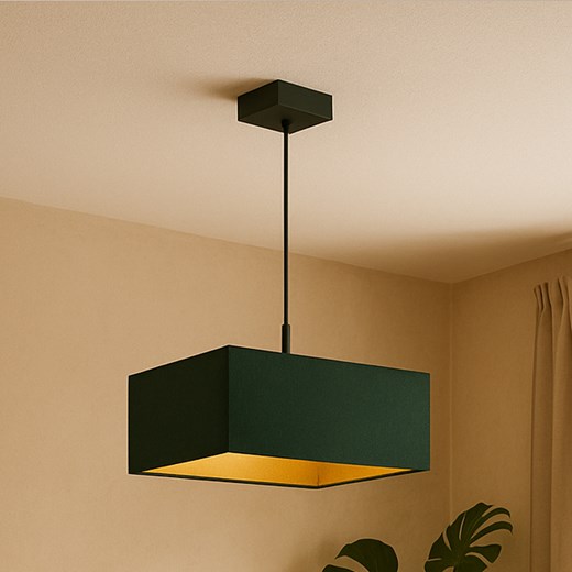 Zielonobutelkowa lampa wisząca do kuchni BOGOTA GOLD w geometrycznej formie ze sklepu Lysne w kategorii Lampy wiszące - zdjęcie 181873666