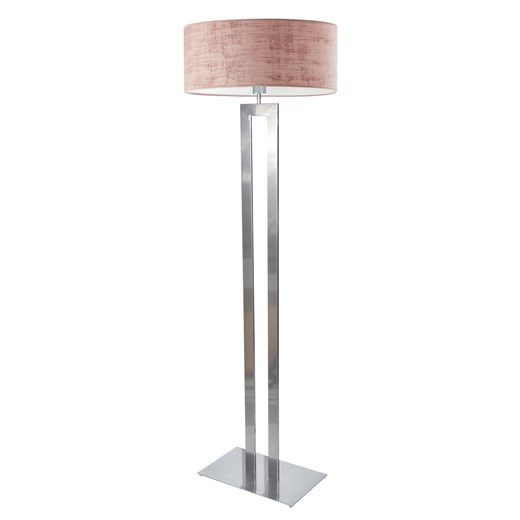 Srebrna lampa podłogowa z różowym welurowym abażurem  KALIFORNIA VELUR ze sklepu Lysne w kategorii Lampy podłogowe - zdjęcie 181873855