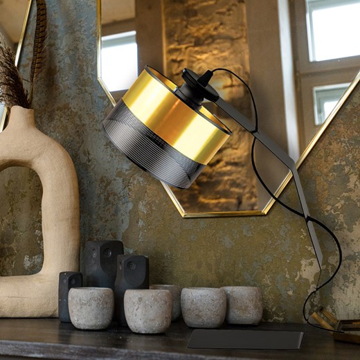 Czarno-złota lampa biurkowa w stylu glamour HAGA GLAM ze sklepu Lysne w kategorii Lampy stołowe - zdjęcie 181874805