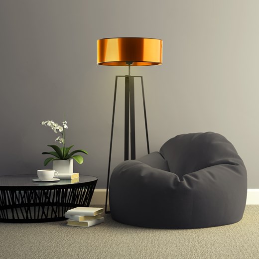 Czarna lampa stojąca do salonu MOSS MIRROR z miedzianym abażurem ze sklepu Lysne w kategorii Lampy podłogowe - zdjęcie 181878769