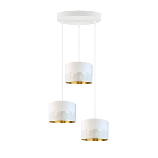 Biała lampa wisząca 3-punktowa na okrągłej podsufitce PUEBLO GLAM ze sklepu Lysne w kategorii Lampy wiszące - zdjęcie 181879059