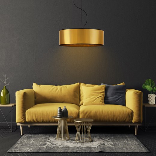 Złota lampa wisząca do salonu HAJFA MIRROR fi - 50 cm ze sklepu Lysne w kategorii Lampy wiszące - zdjęcie 181880979