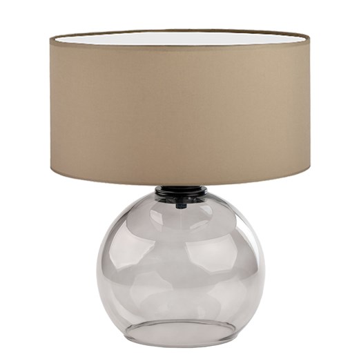 Elegancka szklana lampka stołowa do salonu z beżowym abażurem LUTON ze sklepu Lysne w kategorii Lampy stołowe - zdjęcie 181884358