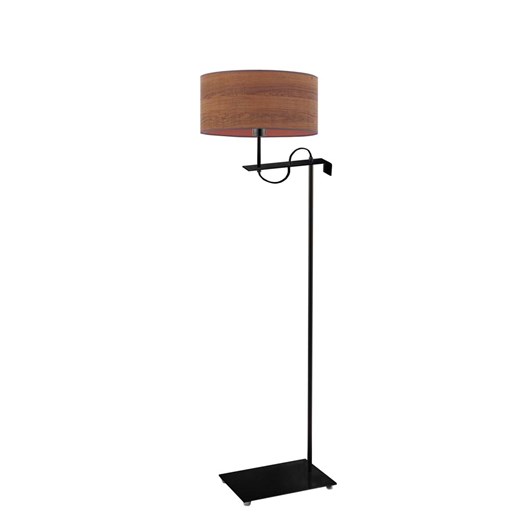 Czarna lampa podłogowa z abażurem fornirowym KAMERUN ECO ze sklepu Lysne w kategorii Lampy podłogowe - zdjęcie 181885709