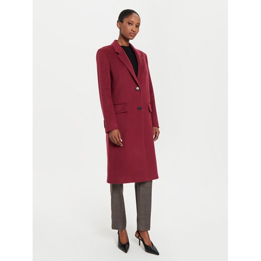 Boss Płaszcz wełniany Catara 50501019 Bordowy Slim Fit ze sklepu MODIVO w kategorii Płaszcze damskie - zdjęcie 181886416