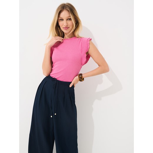 Mohito - Bluzka z falbaną - mocny różowy Mohito L Mohito